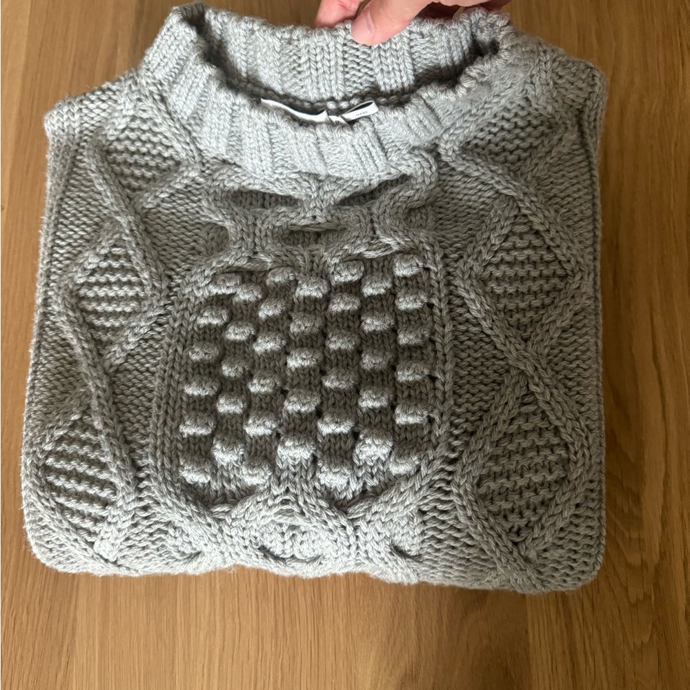 Gray Moncler Cable Knit Sweater - Size Small